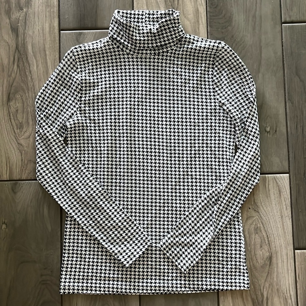 J. Crew black/white check pattern turtleneck, size XS. Brand new!